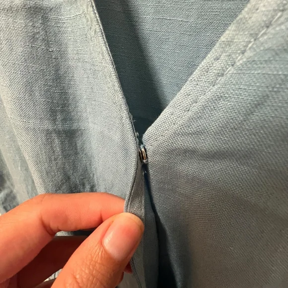 Cloth & Stone Anthropologie Linen Blend Jumpsuit Blue Wrap Short Sleeve Size M - Picture 6 of 16